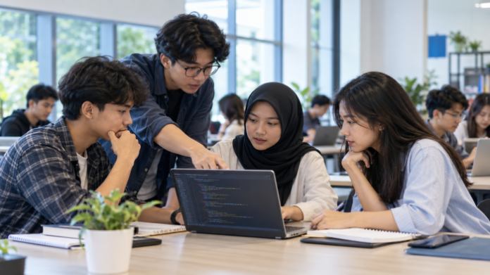 Indonesian Students Learn Python Together(1) amsung Innovation Campus, Samsung Innovation Campus Batch 8, pelatihan coding, belajar Python, coding untuk pelajar, talenta digital Indonesia, pelatihan kecerdasan buatan, pelatihan AI, Internet of Things, pelatihan IoT, computational thinking, problem solving, pendidikan teknologi, generasi muda Indonesia, program CSR Samsung, Samsung Electronics Indonesia,